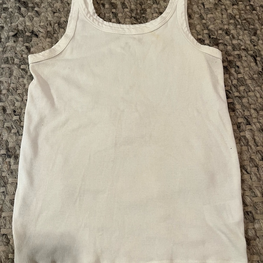 American Eagle Outfitters Ribbed White Tank Top